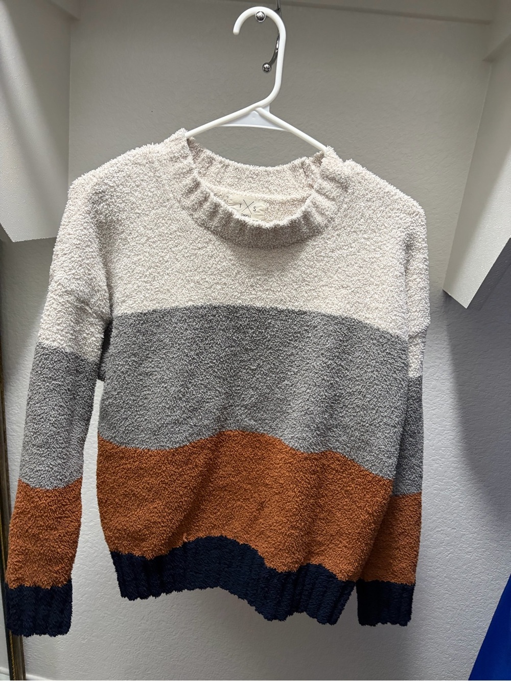 Cozy Colorblock Crewneck Sweater - Cream, Gray, Brown, Navy